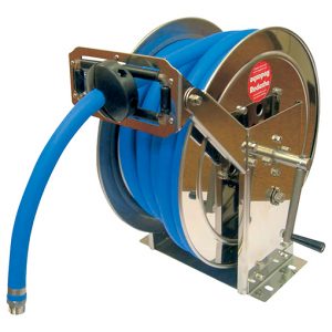 Floor & Wall Mount Compact High Pressure Stainless Steel Hose Reel with 1/2in UK Quick Connector 