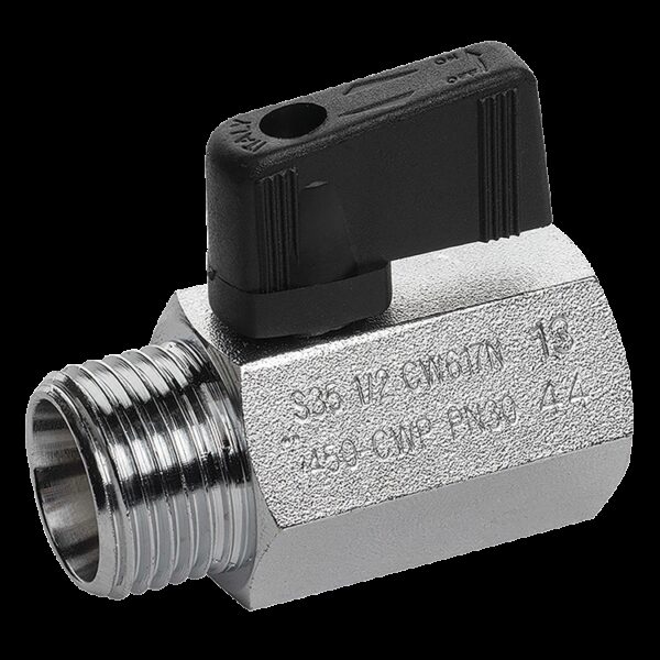 thumbnail image 2 of 10-Pack 1/8" FNPT Mini Ball Valves - Chrome Plated Brass, 450 PSI 2 of 4